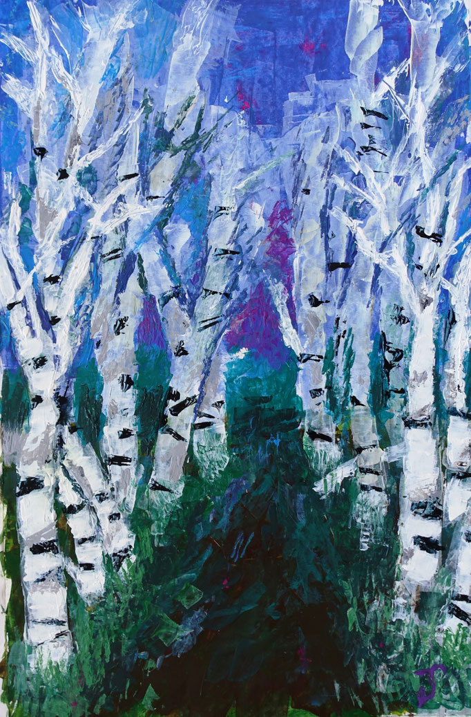 Johanna Schott // Birken // Acryl auf Papier // 50 x 74 cm // 2020
