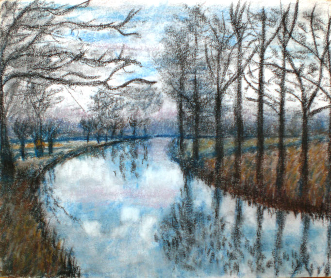 Johanna Schott // Bäume am Fluss // Pastell auf Papier // 30 x 25 cm // 2014