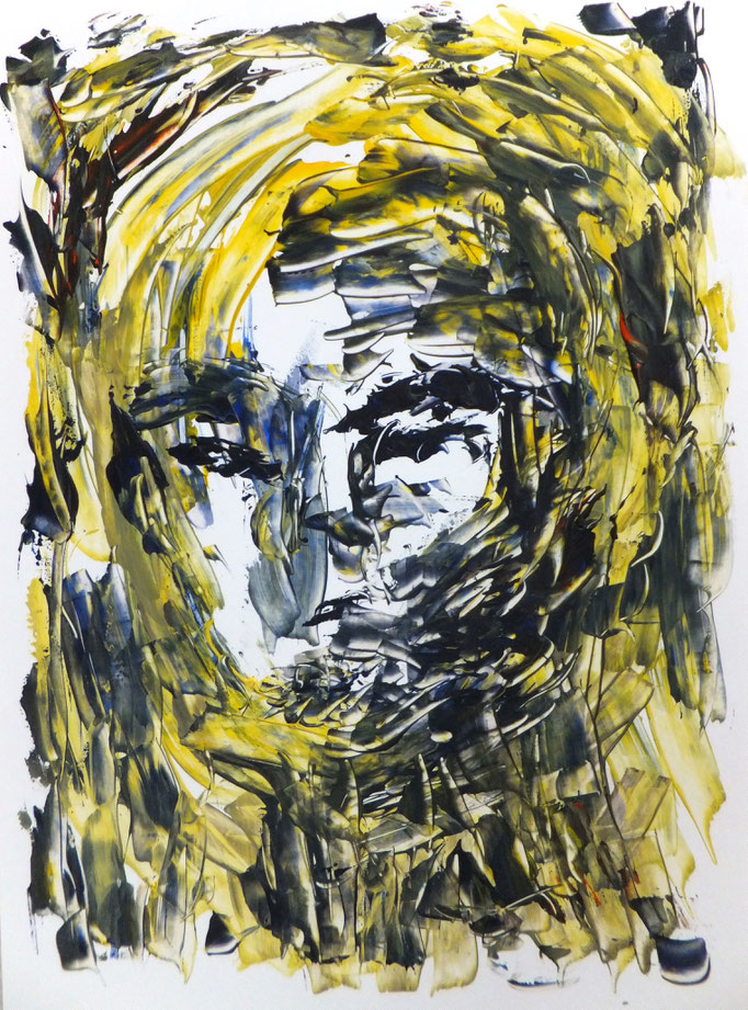 Johanna Schott // Kopf 5 // Acryl auf Papier // 21 x 9,7 cm // 2017