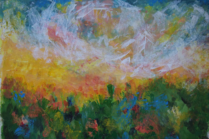 Johanna Schott // Sommerlandschaft // Acryl auf Papier // 49 x 65 cm // 2020