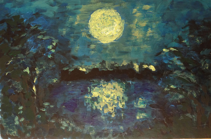 Johanna Schott // Mondnacht // Acryl auf Papier // 48 x 71,5 cm // 2019