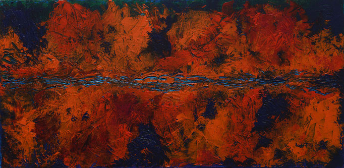 Johanna Schott //  Blätter auf Wasser // Acryl auf Leinwand // 60 x 30 cm // 2015