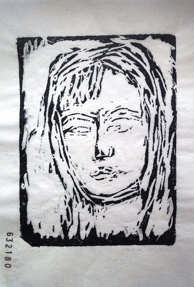 Johanna Schott // Gesicht // Gipsdruck auf Papier // 12 x 29,7 cm // 2019