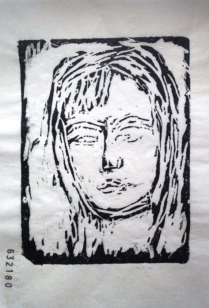 Johanna Schott // Gesicht // Gipsdruck auf Papier // 12 x 29,7 cm // 2019