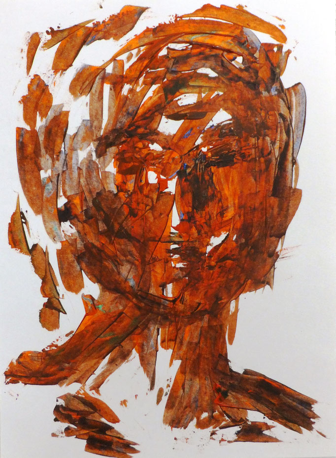 Johanna Schott // Kopf 4 // Acryl auf Papier // 21 x 9,7 cm // 2017