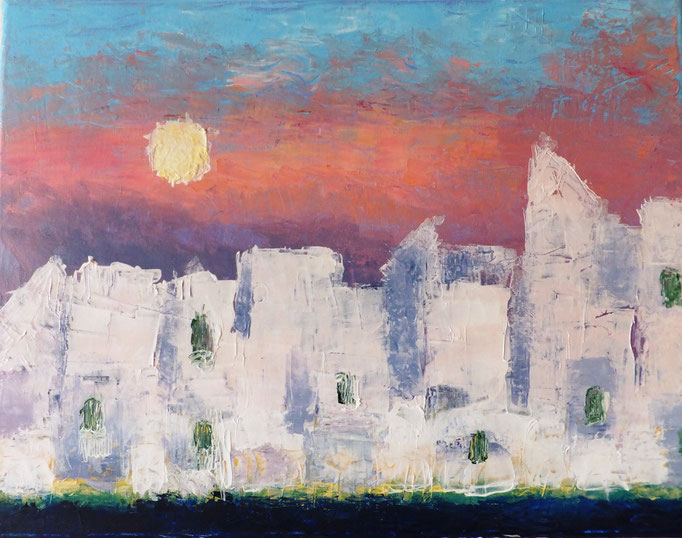 Johanna Schott // Abendstimmung Vila Real de São Antonio Portugal // Acryl auf Leinwand // 30 x 40 cm // 2014