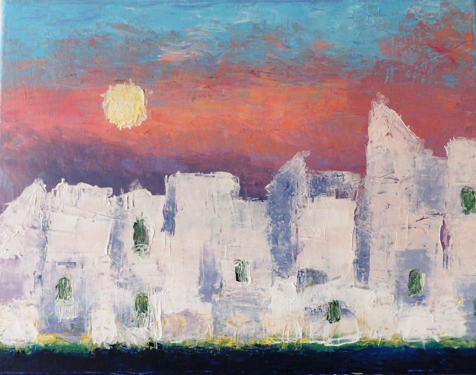 Johanna Schott // Abendstimmung Vila Real de São Antonio Portugal // Acryl auf Leinwand // 30 x 40 cm // 2014