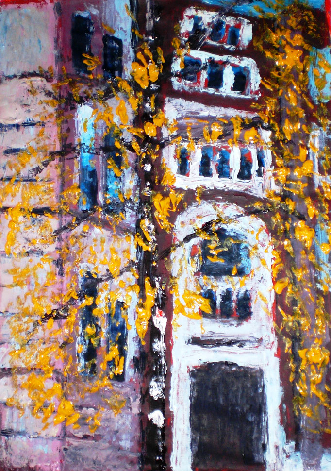 Johanna Schott // Haus Pestalozzistraße // Acryl auf Packpapier // 36 x 49,5 cm // 2011