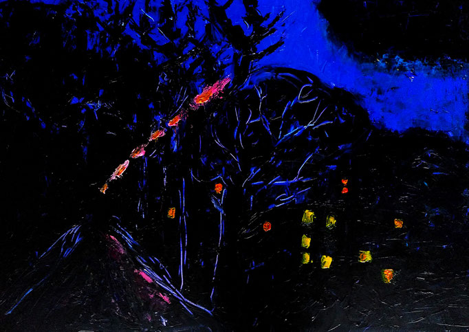 Johanna Schott // Inselwall Braunschweig bei Nacht // Acryl auf Leinwand //68 x 88 cm // 2021