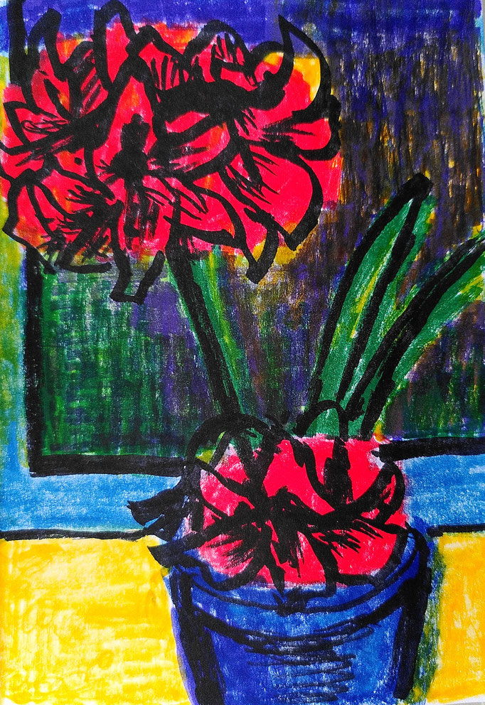 Johanna Schott // Amaryllis // Skizze Filzstifte // 10,5 x 14,7 cm // 2022