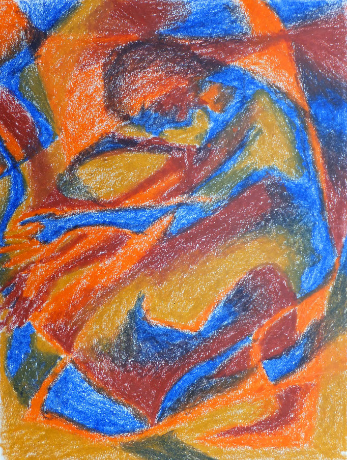 Johanna Schott // Abstrakte Figur // Ölkreiden auf Papier // 24 x 32,7 cm // 1985