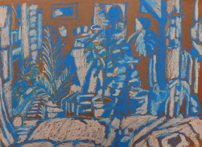 Johanna Schott // Mein Zimmer // Ölkreiden auf Papier // 25 x 35 cm // 1984