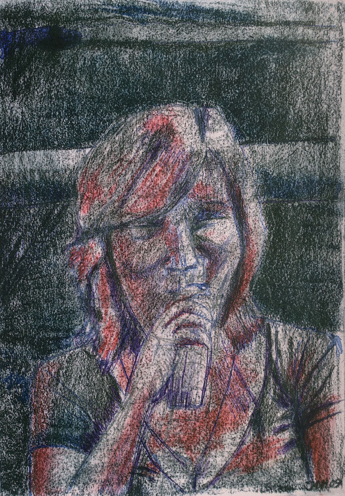 Johanna Schott // Porträt 1 // Mischtechnik auf Papier // 21 x 29,5 cm // 2011