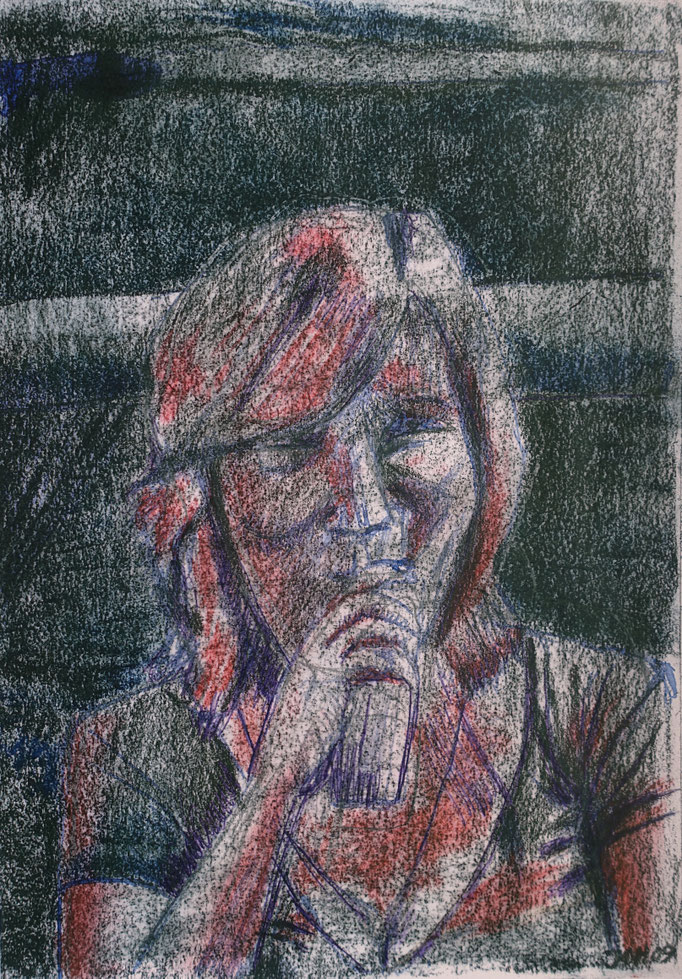 Johanna Schott // Porträt 1 // Mischtechnik auf Papier // 21 x 29,5 cm // 2011
