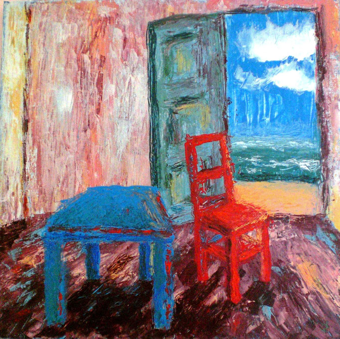 Johanna Schott // Roter Stuhl // Acryl auf Leinwand // 40 x 40 cm // 2012
