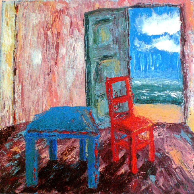 Johanna Schott // Roter Stuhl // Acryl auf Leinwand // 40 x 40 cm // 2012
