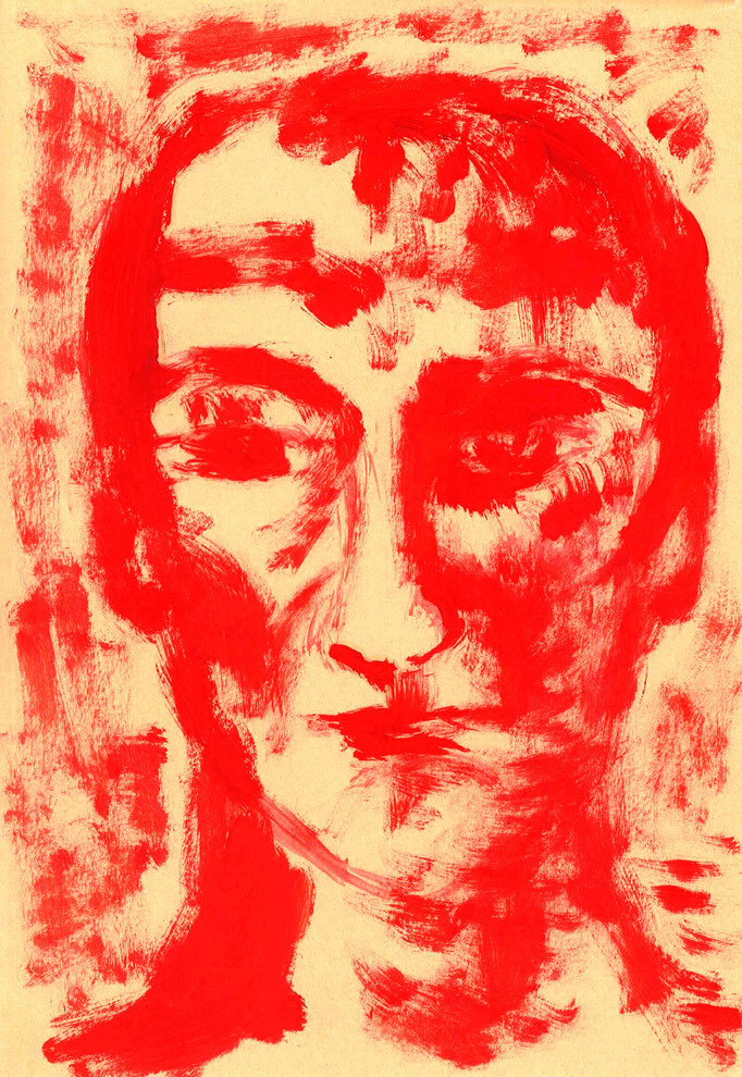Johanna Schott // Kopf 6 // Öl auf Papier // 12 x 29,7 cm // 2005