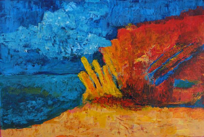 Johanna Schott // Küste Algarve // Acryl auf Papier // 48 x 49 x 73 cm // 2019