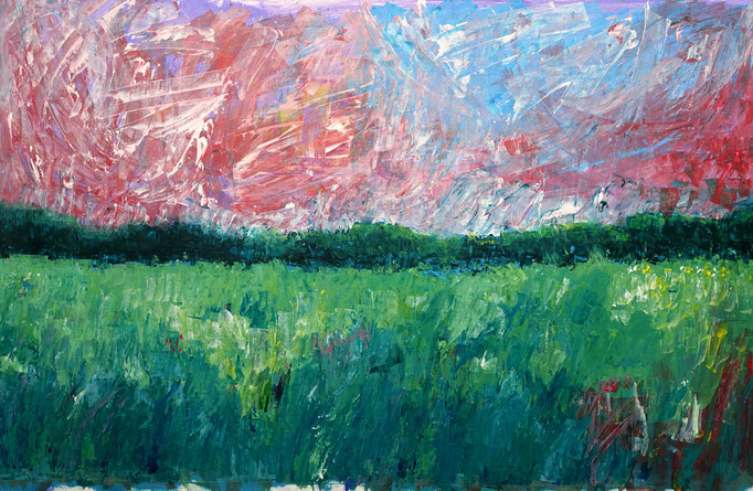 Johanna Schott // Wiese am Waldrand // Acryl auf Papier // 48 x 74,5 cm // 2019 