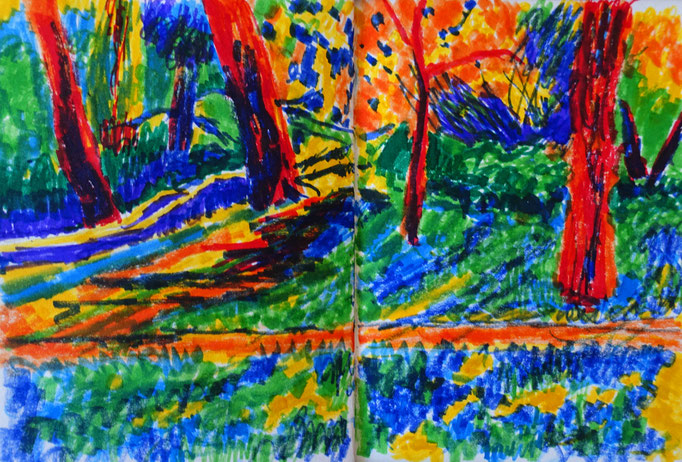Johanna Schott // Inselwallpark Braunschweig // Filzstifte auf Papier // Skizzenbuch // 2019