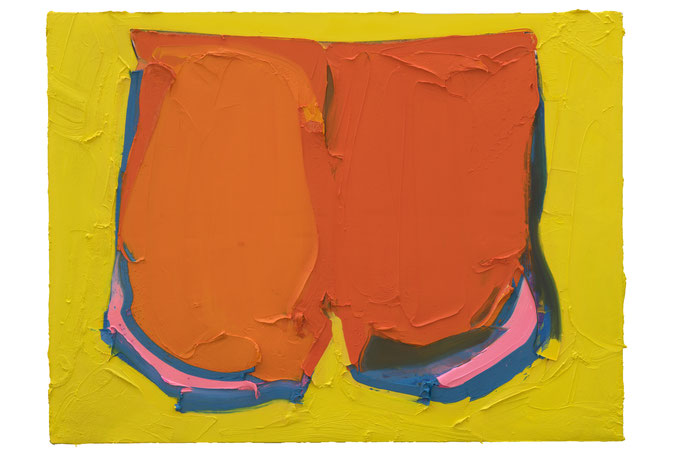 Martin Wehmer, ORANGE PANTS, 2016, Öl auf Leinwand, 90 x 120 cm
