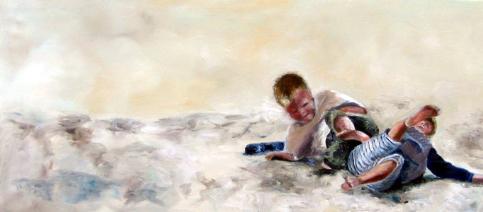 Strandspiel, Öl auf Leinwand, 45x100cm