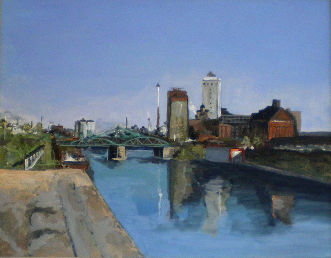 Blick auf die Drehbrücke, Acryl auf MDF, 34x44cm