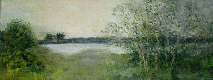 Rheinblick II, Acryl auf Leinwand, 20x50cm