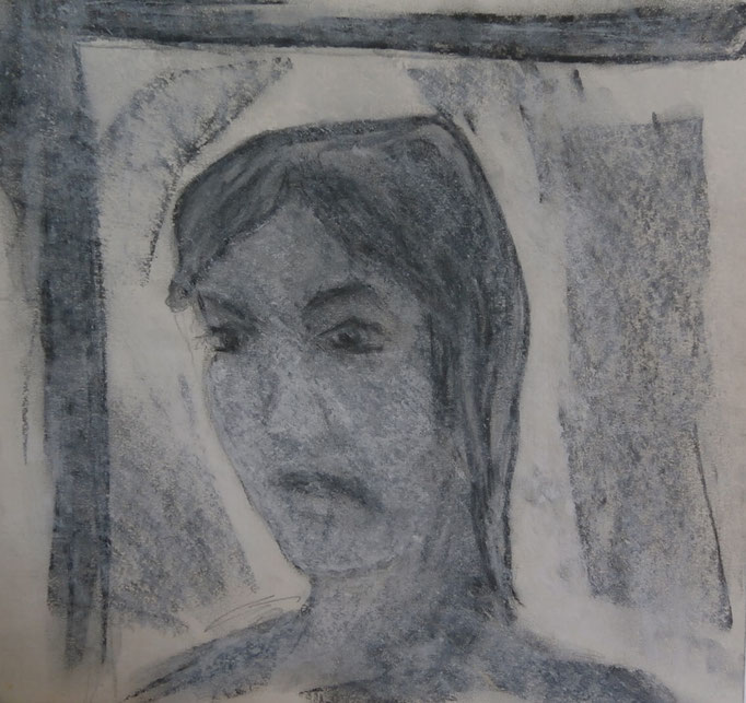 Bild 2o: Frauenkopf, A4 Bleistift