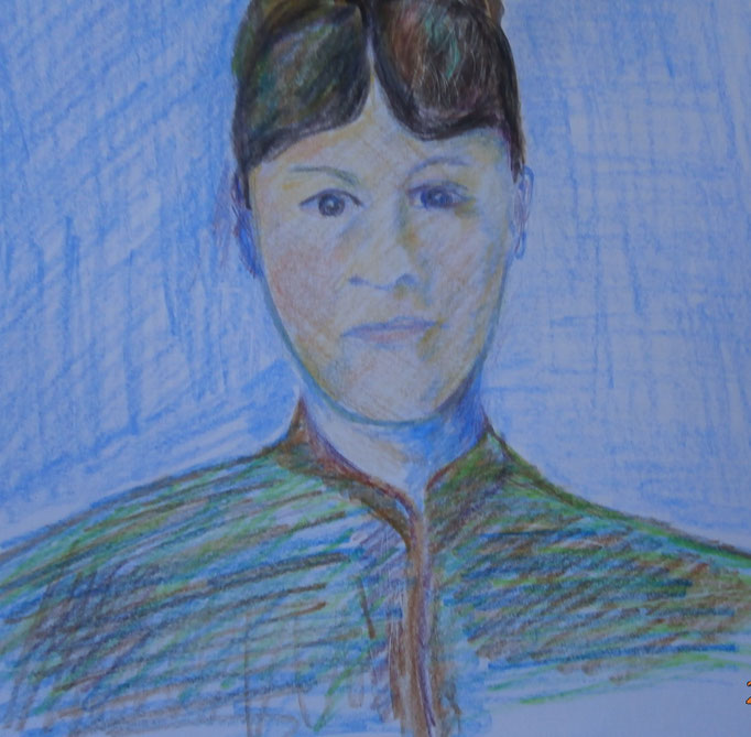 Bild 7: nach Picasso, A 4, Ölpastell und Buntstift