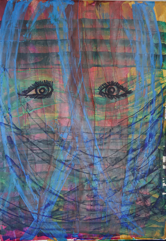 Bild 16: Frauenkopf, A3, Acryl