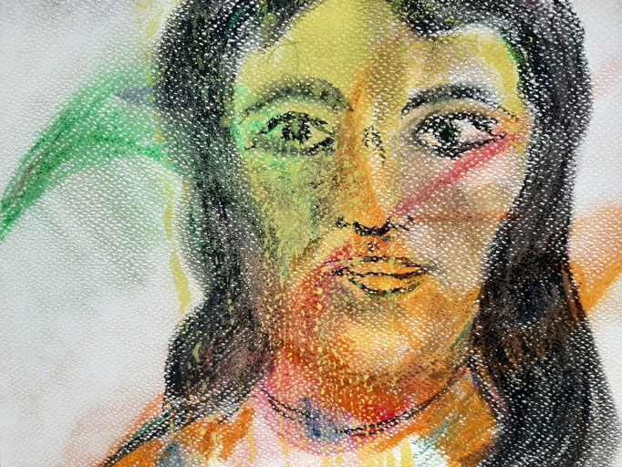 Bild 21: Blick einer Frau, A3, Ölpastell