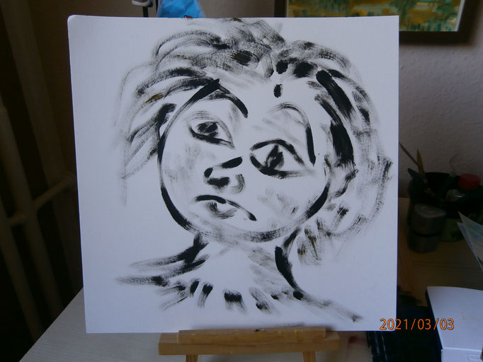 Bild 6: Fräulein Kiebig, A 4, Tusche