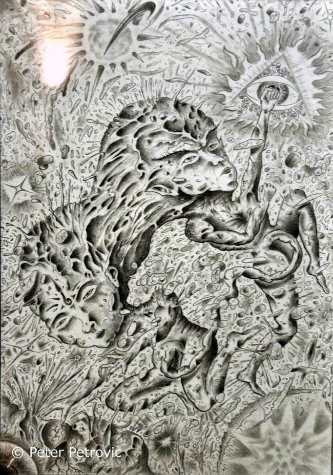 Kain & Abel-Triptychon Nr. I/1: Celestial Gemini (2010; Bleistift; A4) {Alban Berg gewidmet}