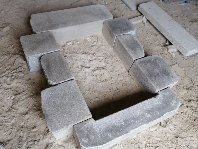 linteau jambage appui granit gris vieilli