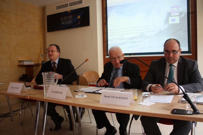 L-R:  Mr Ranier Fsadni, Dr Awni Behnam, Mr David Vivas-Eugui. Photo Credit: Florian Trinquand, Intern, IOI Malta