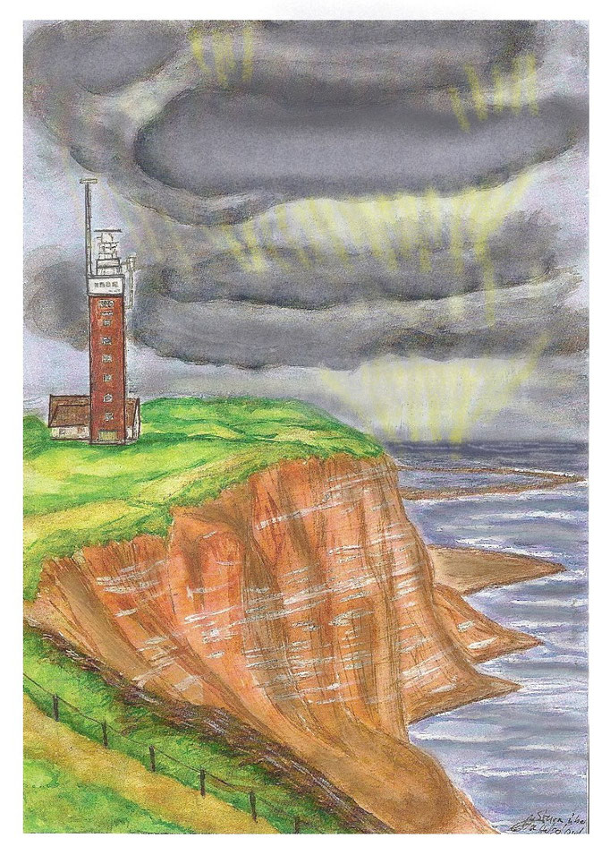 2.9.-Sturmwolken vor Helgoland-Aquarell + CADD-Bearb.  /   220.- € (Leinwanddruck)