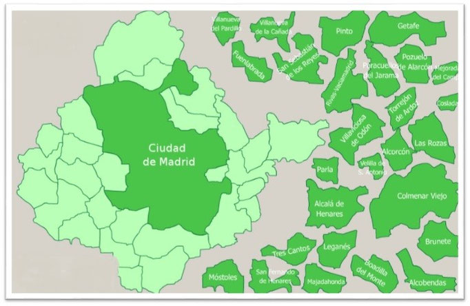 Madrid, un puzzle de Área metropolitana por Enrique Alonso.
