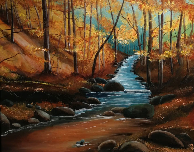 Herbstwald 50 x 70 Acryl - verkauft