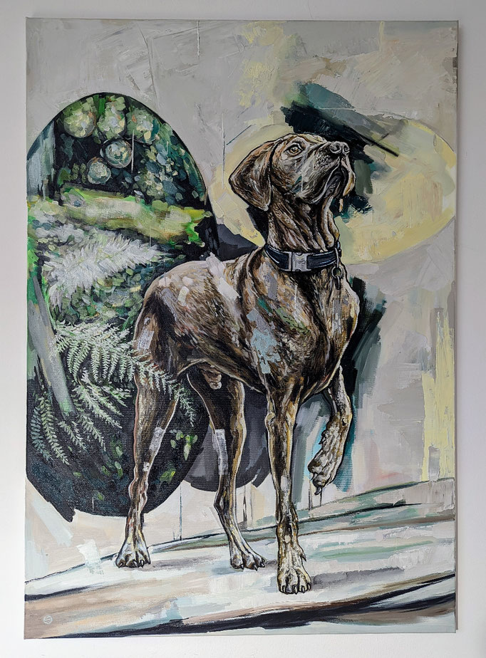 "DOG1", Öl auf Baumwolle, 70 x 100 cm, 2022, Kleintierpraxen Süderelbe