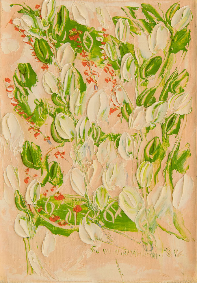 はな Flowers, 1984, 22 x 14 cm Oil on canvas