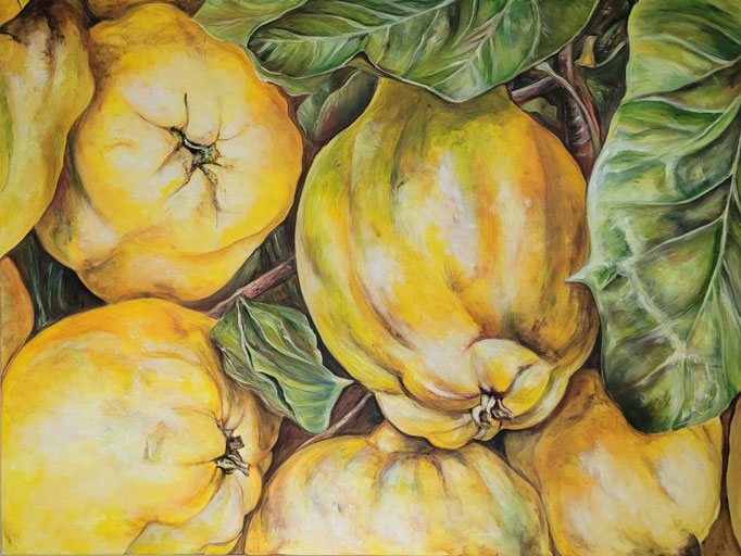 Quitten 2024, 80x90 cm, Acryl auf Leinwand, 