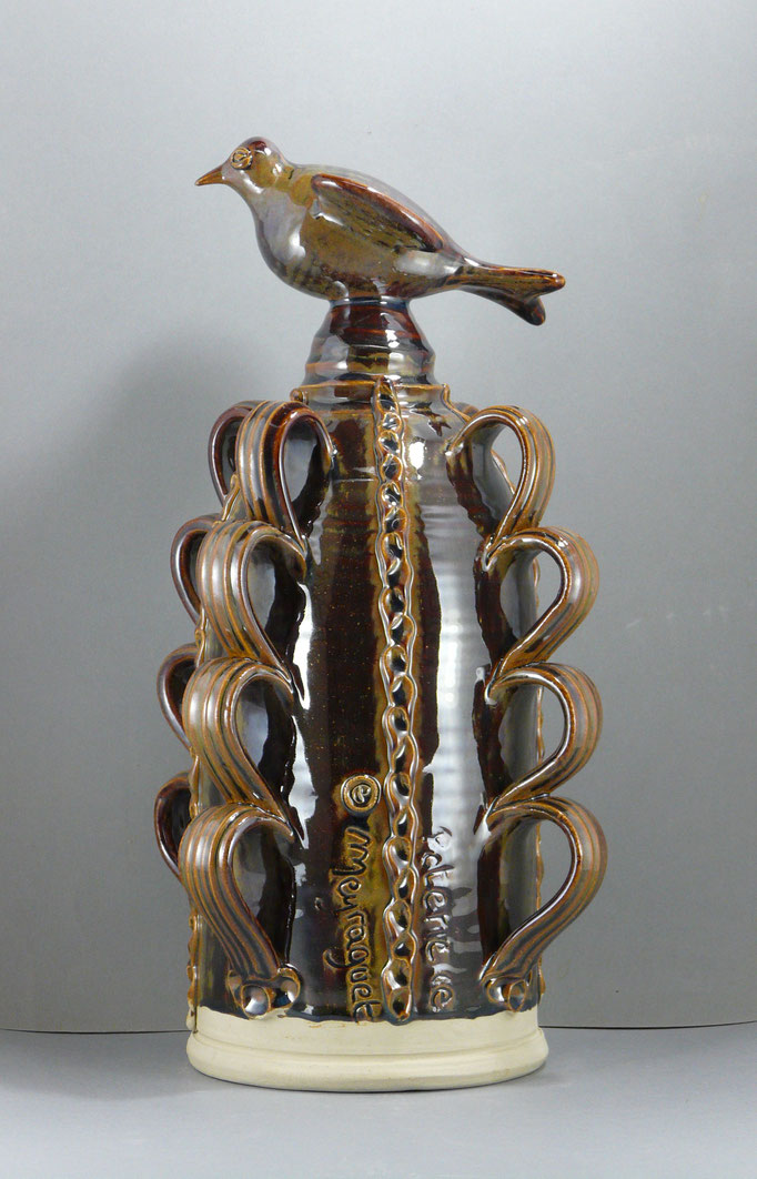 épis de faîtage 4 séries de anses et oiseau en vol, hauteur 42 cm, ispiré du style de "Pabu" village des côtes d'armor 