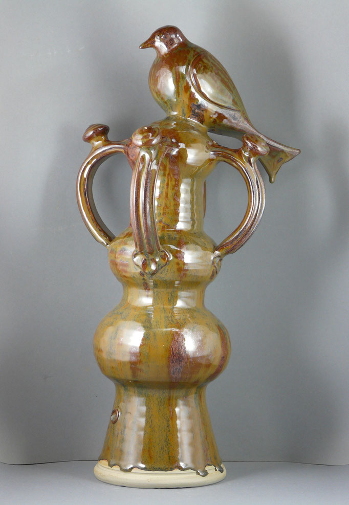 épis de faîtage au pigeon, quatre anses, h 55 cm