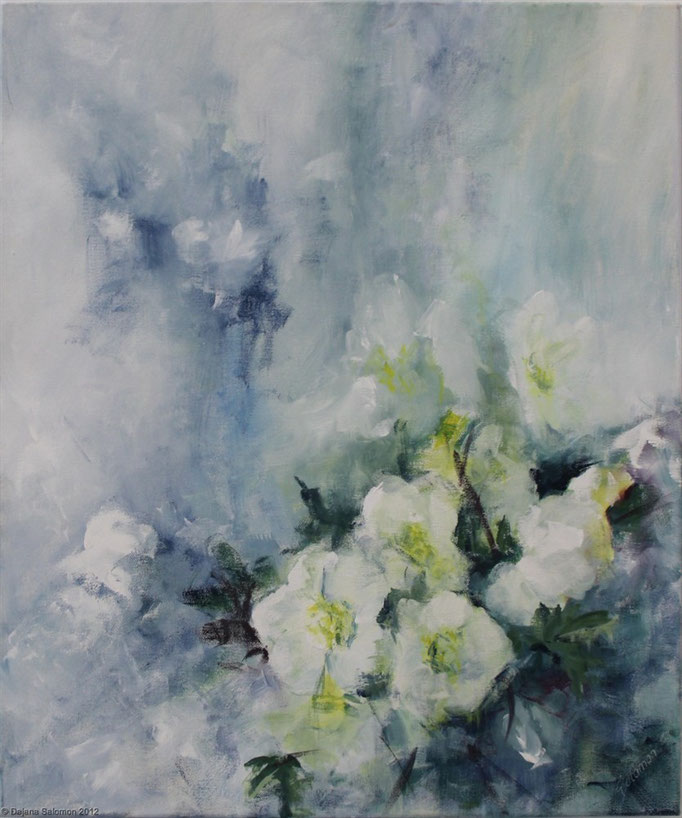 Christrose, 50 x 60cm Gouache auf Leinwand
