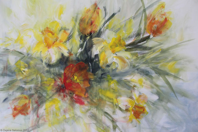  Frühlingsstrauß, 60 x 80cm Gouache auf Leinwand # 6