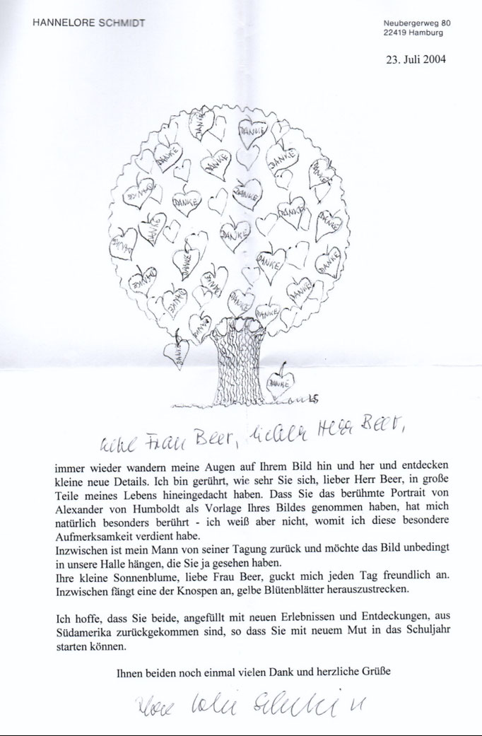 letter to Ansgar Beer, July 23, 2004