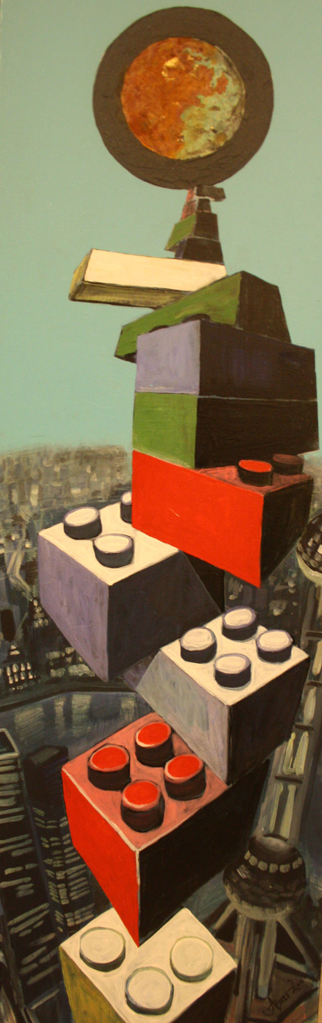 Shanghai moon, 2011, Acrylic and mixed media on canvas, 1,2 x 0,4 m