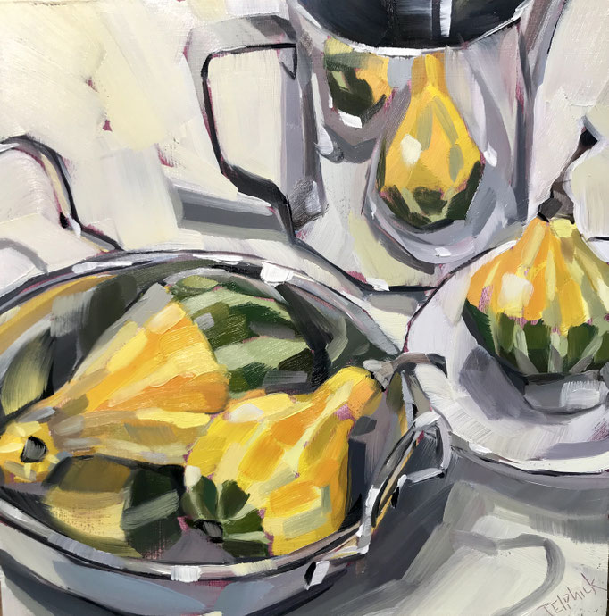 SLO50 Gourd Reflections   Original 8"square in 11"frame £125     