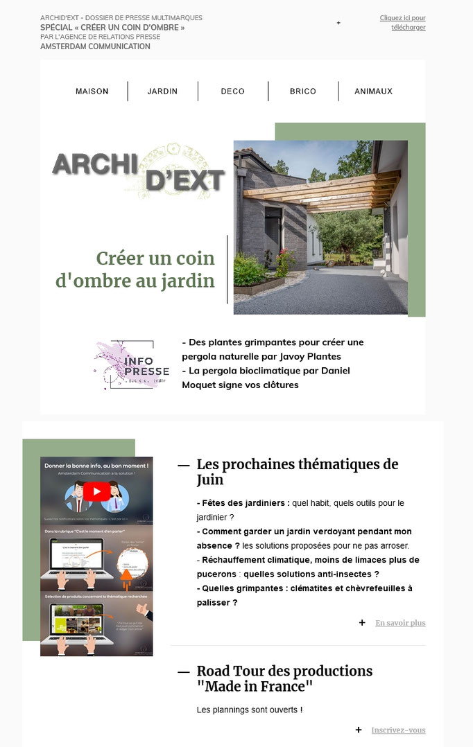 Dossier de presse Spécial "Créer un coin d'ombre"